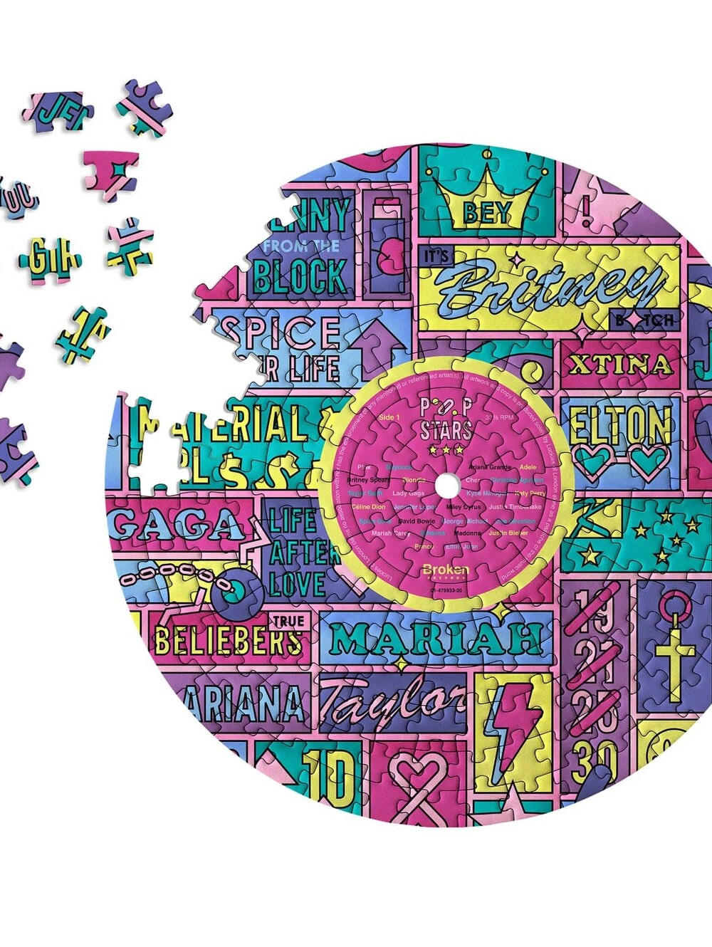 Broken Records Pop Stars 200PC Circular Jigsaw Puzzle